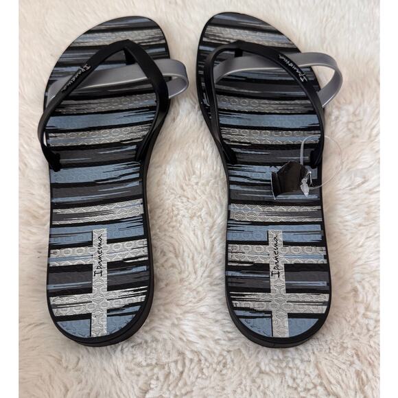 New Ipanema Women's Black/Gray Kirei Silk IV Flip-Flop Sandal Size 10 - Picture 5 of 9